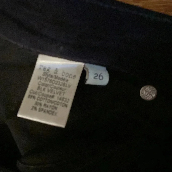 Rag & Bone women’s 10 in Capri - black velvet - size 26 - skinny - Picture 6 of 9